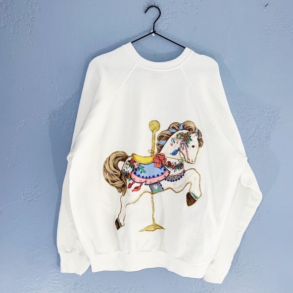 Vintage 90s Mom Sweater Horse Jeweled Size Extra Large - Picture 1 of 7